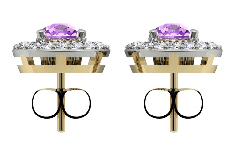 Amethyst & Diamond Cluster Earring